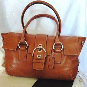 Coach Vintage Soho Leather Flap East/West Satchel in Saddle, EUC